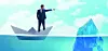 BUsinessman showing directions to avoid problems as iceberg
