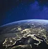 Europe at night from space, city lights, elements from NASA