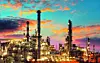 Oil refinery at twilight - factory