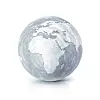 Cement globe 3D illustration europe and africa map on white back