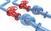 Zwei Gaspipelines mit Knoten darin