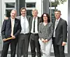 Im Beisein des Konzernchefs Dr. Karl Gerhold (Mitte) und den Vorstandskollegen Heike Zembrod und Markus Stoll (re.) übergab der bisherige Vorstandssprecher Gerhard Andres (2.v.li.) den Staffelstab an Michael Lowak (li.) (Bild: Getec)