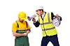 Two workers isolated on the white background