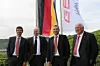 Von rechts nach links: Gründer und Inhaber Fritz Müller, Gert Müller (Geschäftsführer Technik und Vertrieb), Stephan Müller (Geschäftsführer Finanzen, IT und Personal), Patrick Zurbuchen (Leiter Vertrieb und Marketing International); Bild: Gemü