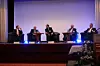 Podiumsdiskussion: Dr. Stefan Robert Deibel, BASF; Prof. Dr. Dieter Heinz Hellmann, KSB; Moderator Dr. W. Betteken; Prof. Dr. Michael Schubert, Fraunhofer IFF; Dr. Ralf Sick-Sonntag, Bayer Technology Services