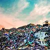 Garbage pile in trash dump or landfill. Pollution concept.