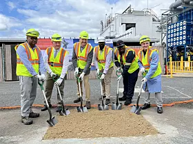 Pictured (left to right): Michael Mohammed (Syensqo), Bill Martin, Mayor of Havre de Grace, Marc Doyle (Syensqo), Marc Cottman (Syensqo), Robert Gray (Syensqo), and Max Miller (Syensqo). (Photo: Syensqo)