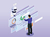 Robot and human engineer working together with digital display