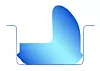 Abstrakte blau verlaufende Form auf weißem Hintergrund.